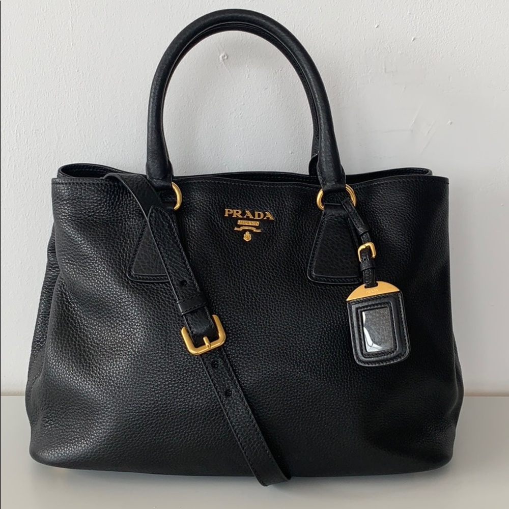 Prada Vitello Daino (black, pebble leather)